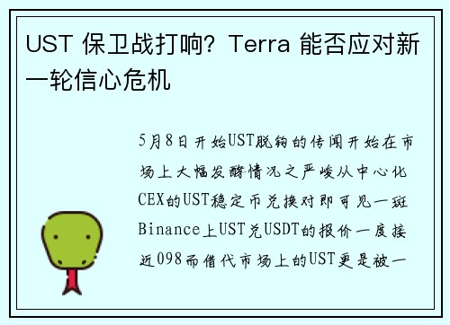 UST 保卫战打响？Terra 能否应对新一轮信心危机